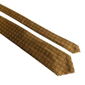Jos A Bank Signature Collection Silk Tie Gold Pattern Mens Necktie Office Formal